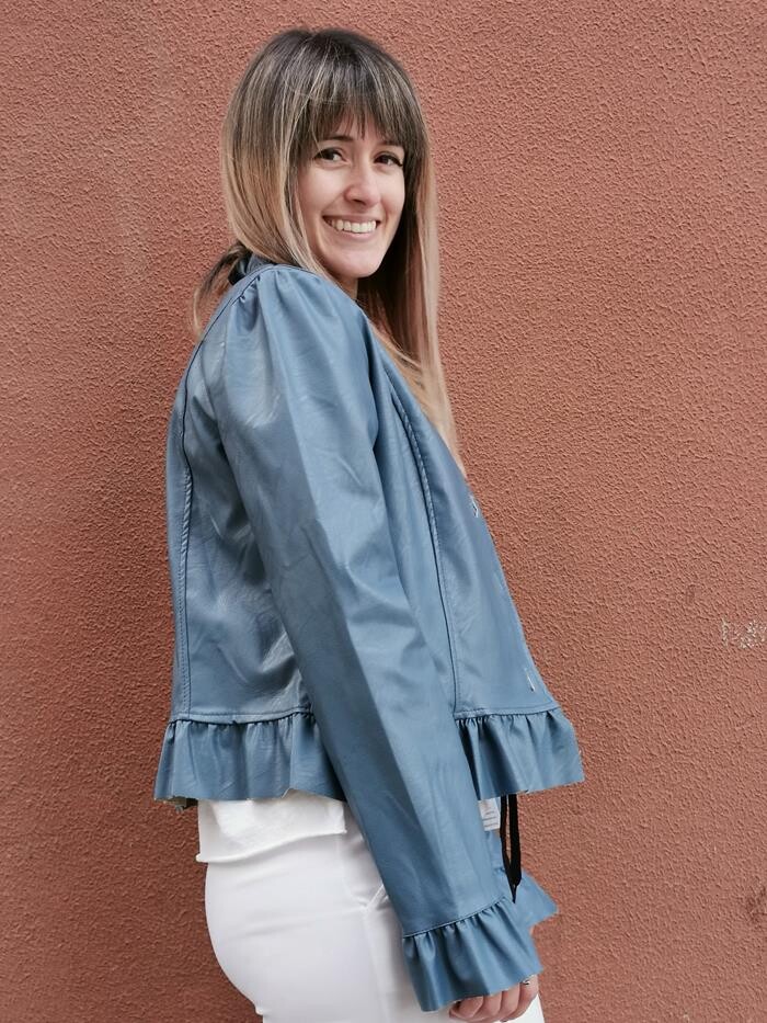 Chaqueta polipiel azul clearance
